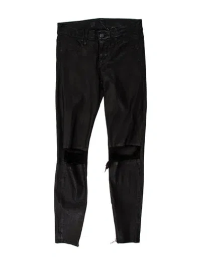 Pre-owned Rta Lambskin Skinny Leg Pants In Black