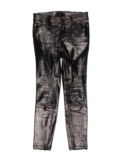 Pre-owned Rta Lambskin Skinny Leg Pants In Black