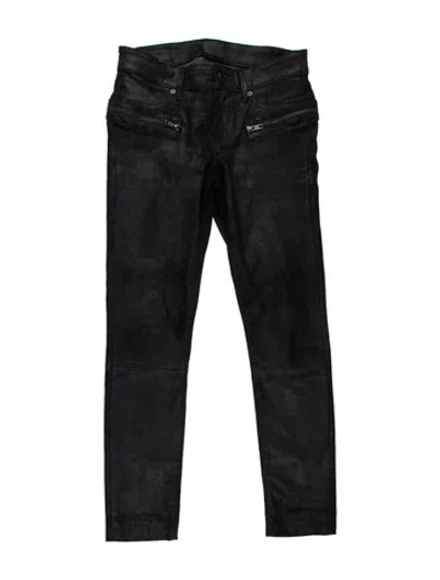 Pre-owned Rta Lambskin Skinny Leg Pants In Black