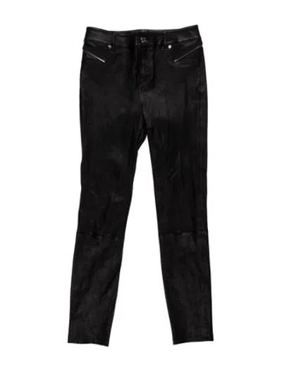 Pre-owned Rta Lambskin Skinny Leg Pants In Black