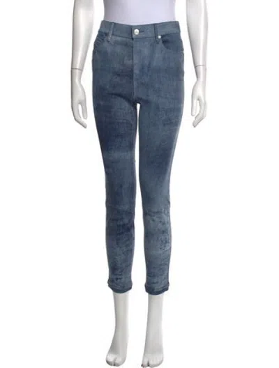 Pre-owned Rta Lambskin Skinny Leg Pants In Blue