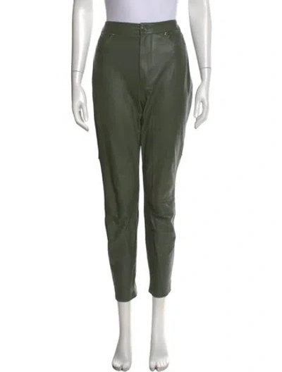 Pre-owned Rta Lambskin Skinny Leg Pants In Green