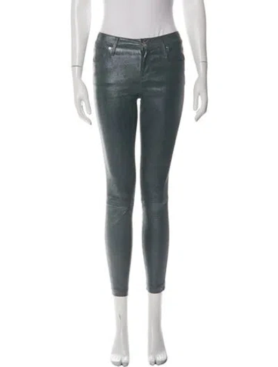 Pre-owned Rta Lambskin Skinny Leg Pants In Grey