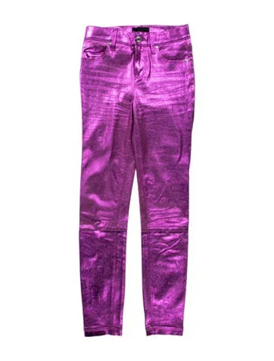 Pre-owned Rta Lambskin Skinny Leg Pants In Purple