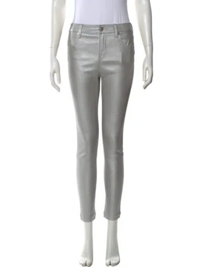 Pre-owned Rta Lambskin Skinny Leg Pants In Silver