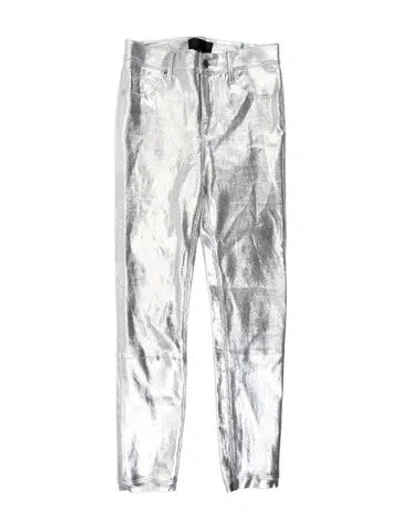 Pre-owned Rta Lambskin Skinny Leg Pants In Silver