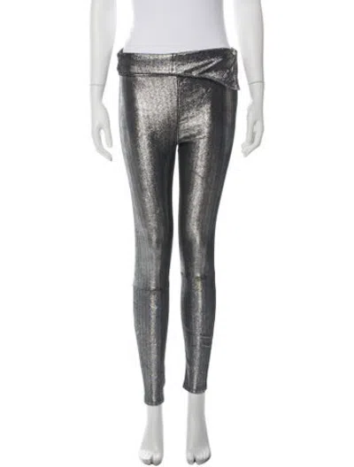Pre-owned Rta Lambskin Skinny Leg Pants In Silver