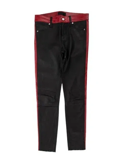 Pre-owned Rta Lambskin Straight Leg Pants In Black