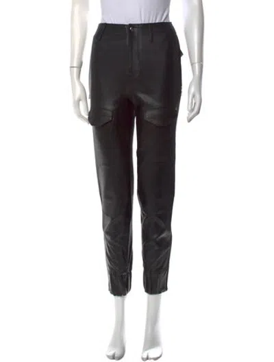 Pre-owned Rta Lambskin Straight Leg Pants In Black