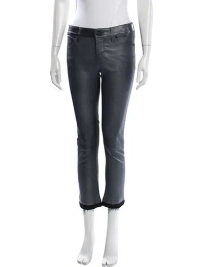 Pre-owned Rta Lambskin Straight Leg Pants In Blue
