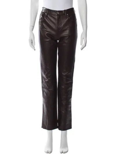 Pre-owned Rta Lambskin Straight Leg Pants In Brown
