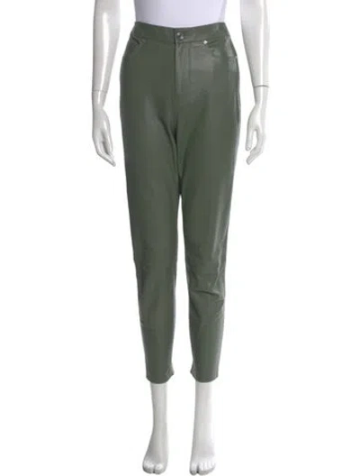 Pre-owned Rta Lambskin Straight Leg Pants In Green