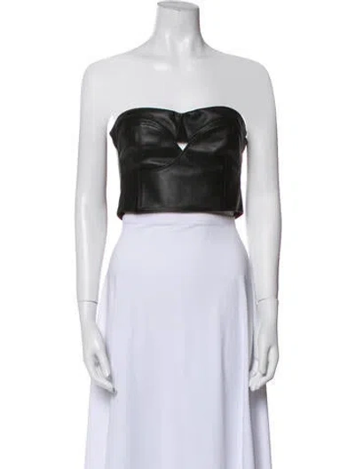 Pre-owned Rta Lambskin Strapless Crop Top W/ Tags In Black