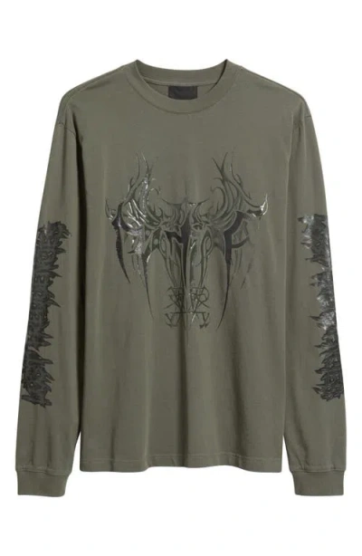 Rta Lawrence Cyber Sigilism Long Sleeve Graphic T-shirt In Green