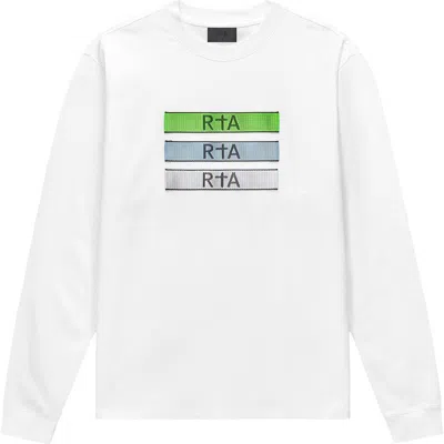 Rta Lawrence Glitch Logo Long Sleeve T-shirt In White