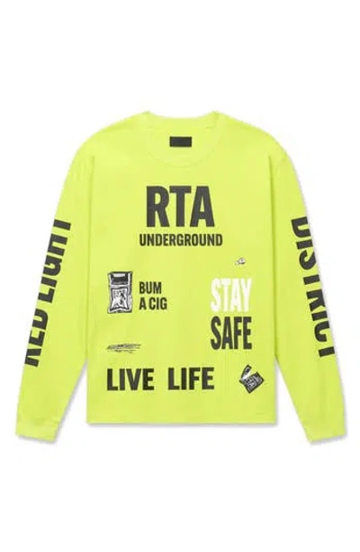 Rta Lawrence Long Sleeve Cotton Graphic T-shirt In Yellow