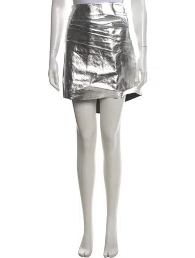Pre-owned Rta Leather Knee-length Skirt W/ Tags In Silver