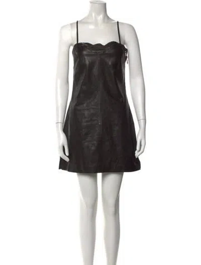Pre-owned Rta Leather Mini Dress In Black