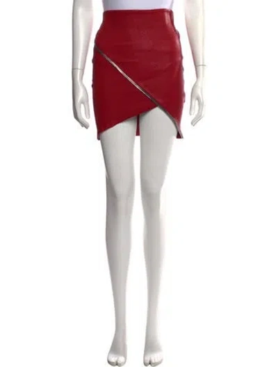 Pre-owned Rta Leather Mini Skirt In Red