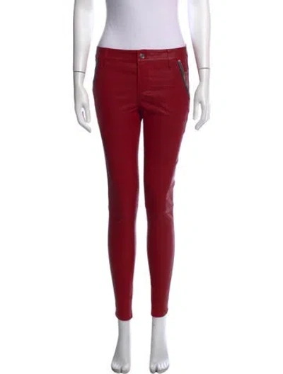 Pre-owned Rta Leather Skinny Leg Pants In Red