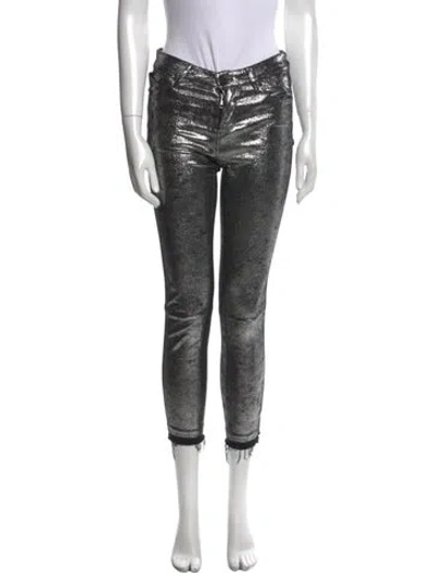 Pre-owned Rta Leather Skinny Leg Pants In Silver