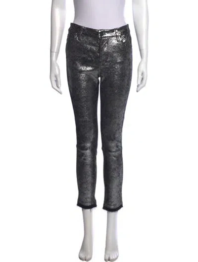 Pre-owned Rta Leather Skinny Leg Pants In Silver