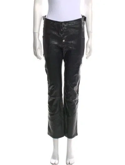 Pre-owned Rta Leather Straight Leg Pants In Black