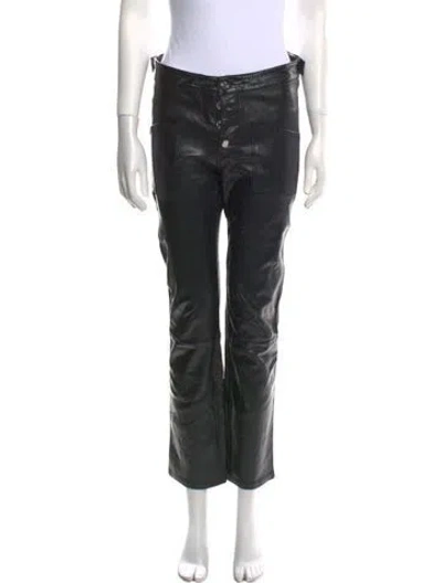 Pre-owned Rta Leather Straight Leg Pants In Black