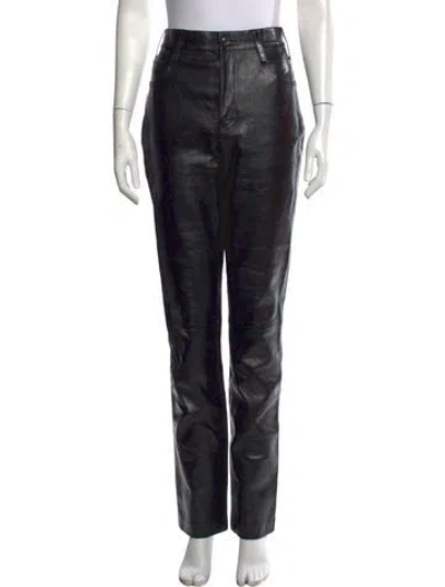 Pre-owned Rta Leather Straight Leg Pants In Black