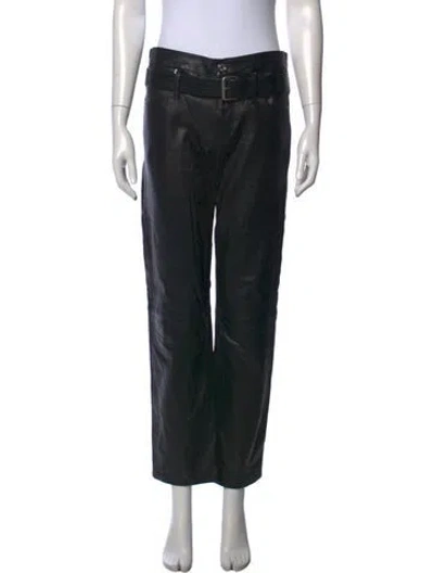 Pre-owned Rta Leather Straight Leg Pants In Black