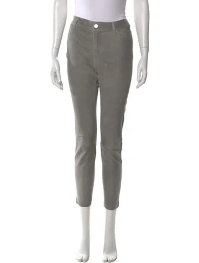 Pre-owned Rta Leather Straight Leg Pants In Silver