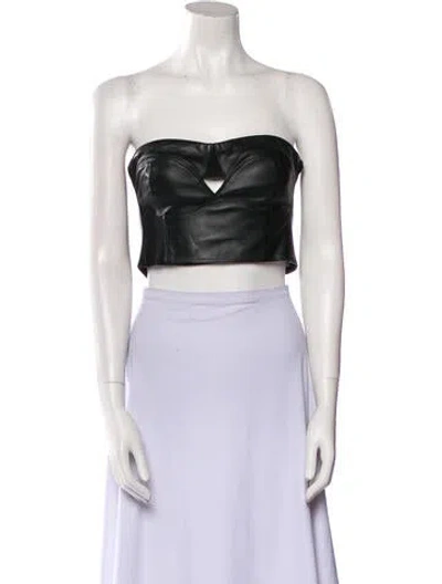 Pre-owned Rta Leather Strapless Crop Top In Black