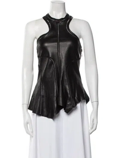 Pre-owned Rta Leather Turtleneck Top In Black