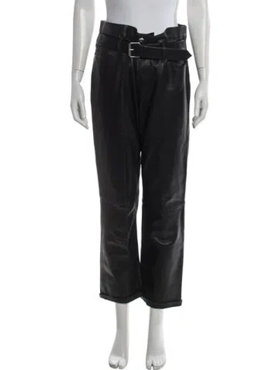 Pre-owned Rta Leather Wide Leg Pants In Black