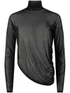 Rta Lei Mesh Turtleneck Top In Black