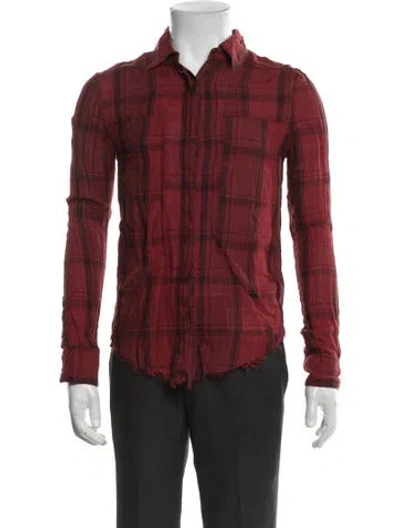 Pre-owned Rta Linen Plaid Print Shirt In Red