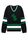 Rta Logo-embroidered Striped Sweater In Black