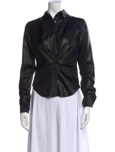 Pre-owned Rta Long Sleeve Button-up Top In Black