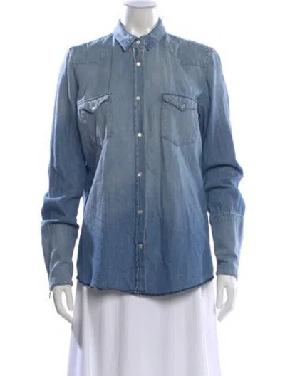 Pre-owned Rta Long Sleeve Button-up Top In Blue