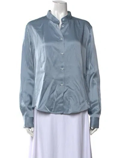 Pre-owned Rta Long Sleeve Button-up Top In Blue