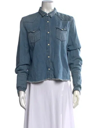 Pre-owned Rta Long Sleeve Button-up Top In Blue