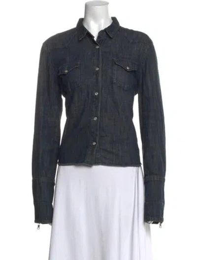 Pre-owned Rta Long Sleeve Button-up Top In Grey