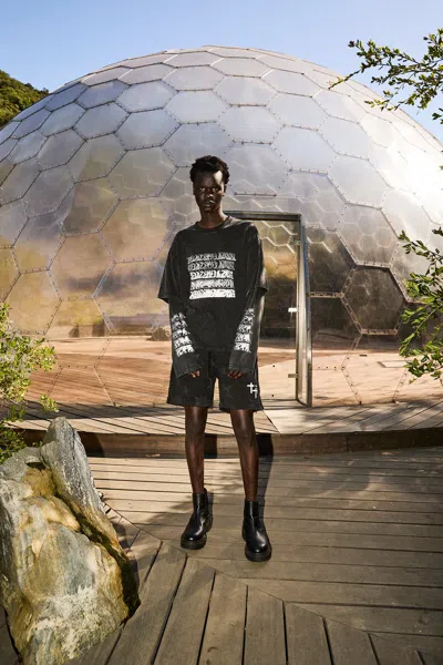 Rta Loris Double Layered Long Sleeve Tee In Black