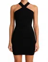 Rta Malliah Thick Ribbed Bandage Mini Dress In Black In Black