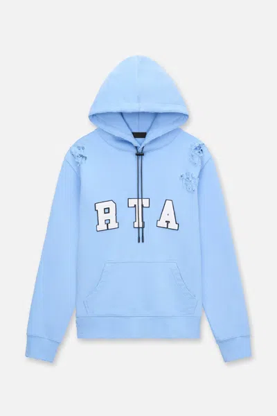 Rta Markus Collegiate Frayed Hoodie In Blue