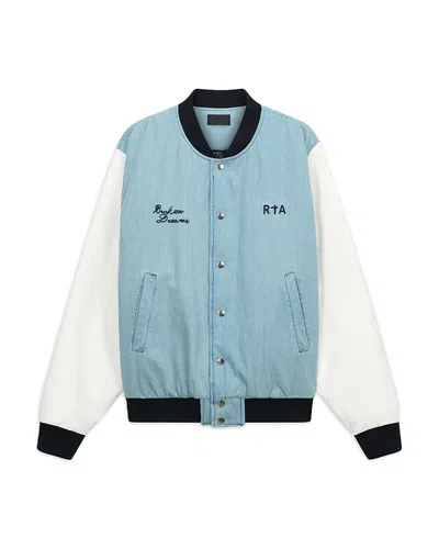 Rta Marty Broken Dreams Color Blocked Bomber Jacket In Blue And White Broken Dreams