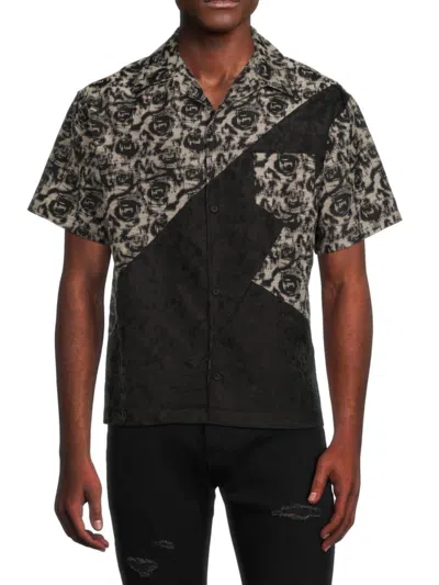 Rta Men's Abstract Print Shirt In Black Combo