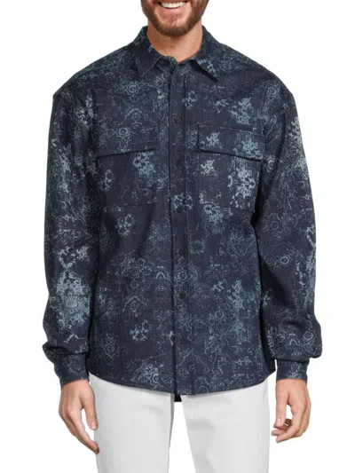 Rta Men's Adnois Paisley Utility Shirt In Blue