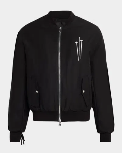 Rta Men & Apos;s Kayden Zipped-back Bomber Jacket In Black