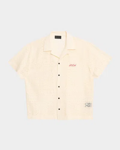 Rta Men & Apos;s Nathan Open-knit Short-sleeve Shirt In Gold